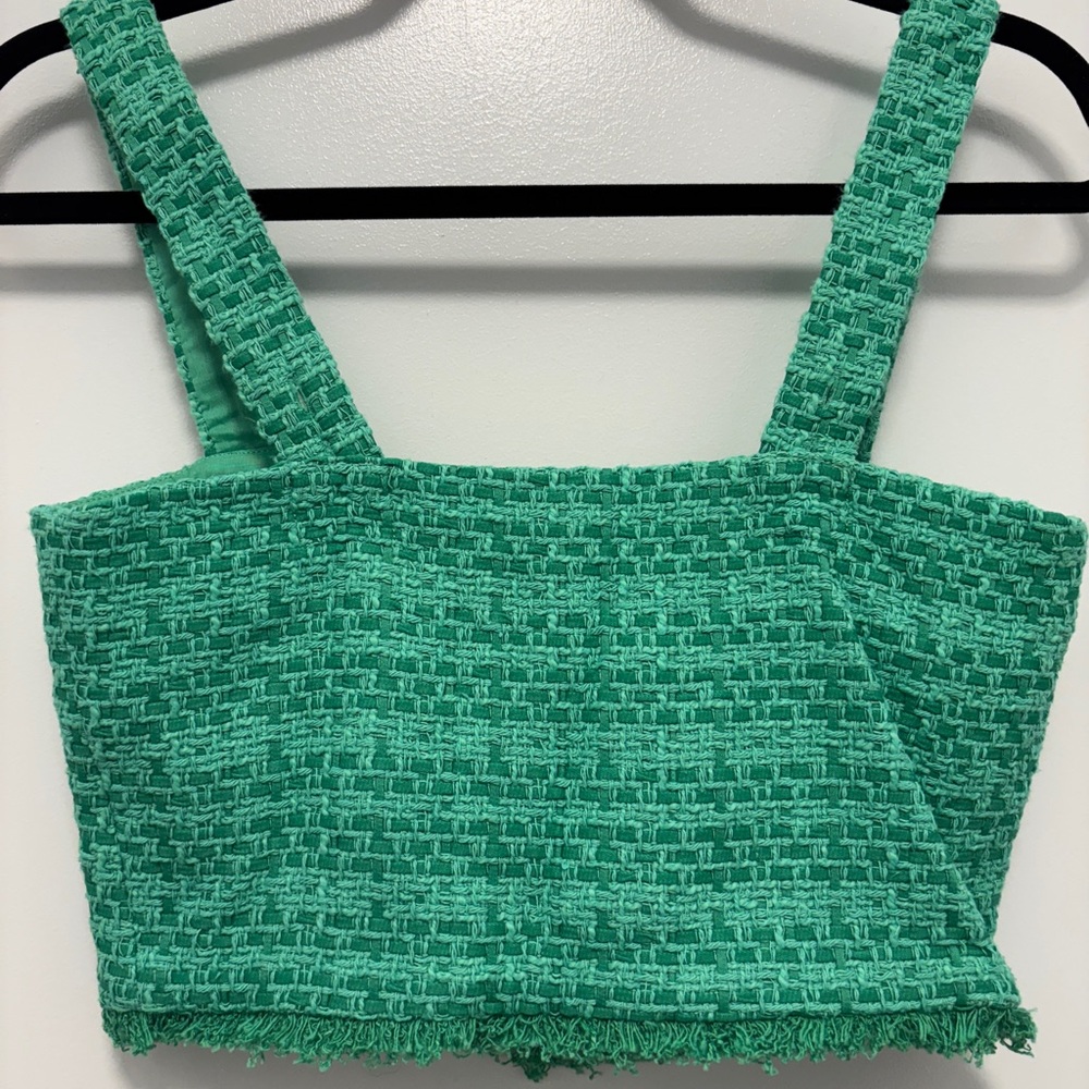 Maje Green Tweed Crop Top - Picture 6 of 6